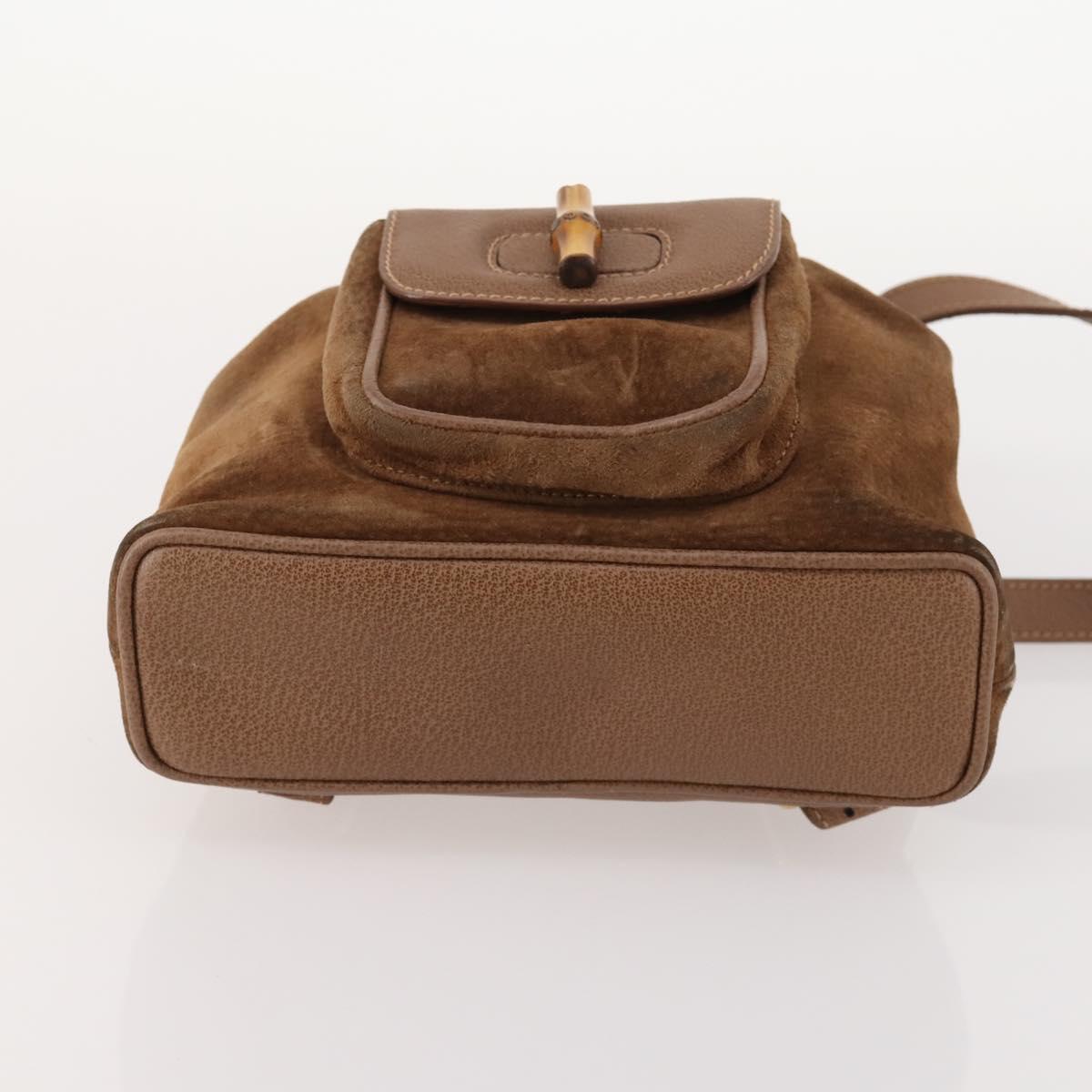 GUCCI Bamboo Backpack Suede Brown Gold 003 2852 0030 0 Auth 172054