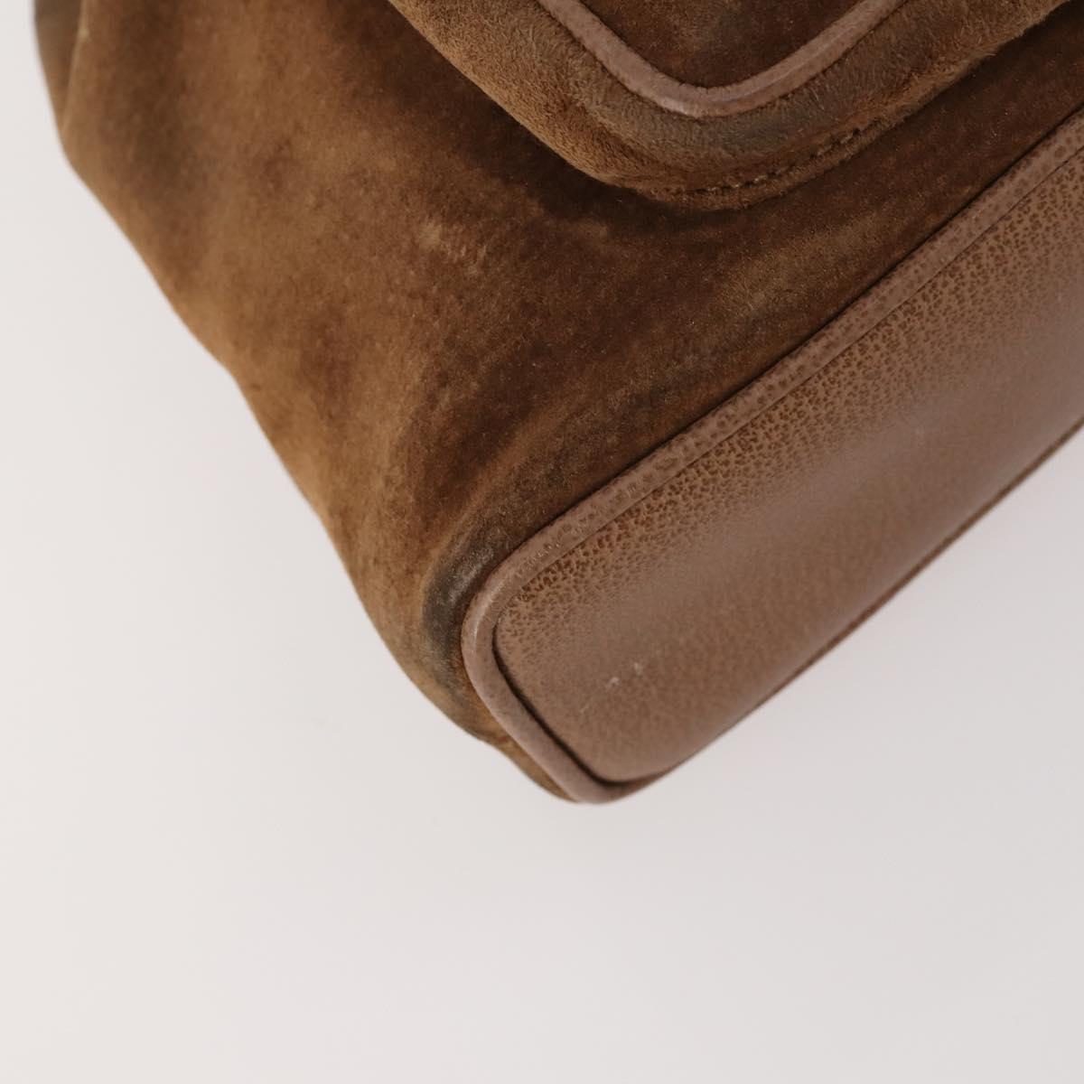 GUCCI Bamboo Backpack Suede Brown Gold 003 2852 0030 0 Auth 172054