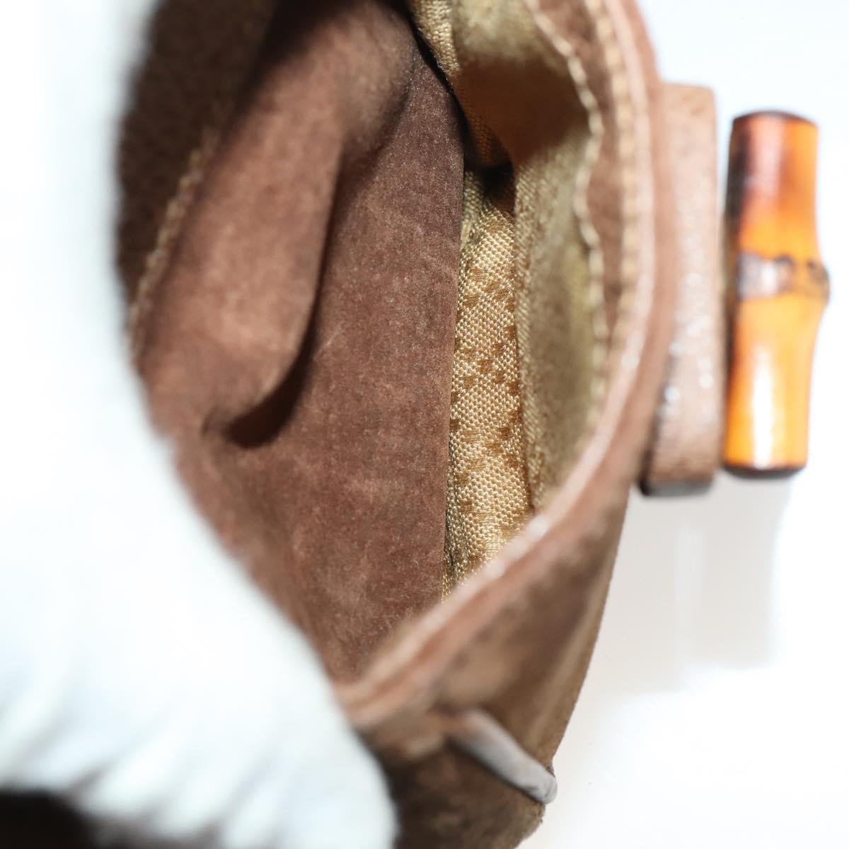 GUCCI Bamboo Backpack Suede Brown Gold 003 2852 0030 0 Auth 172054