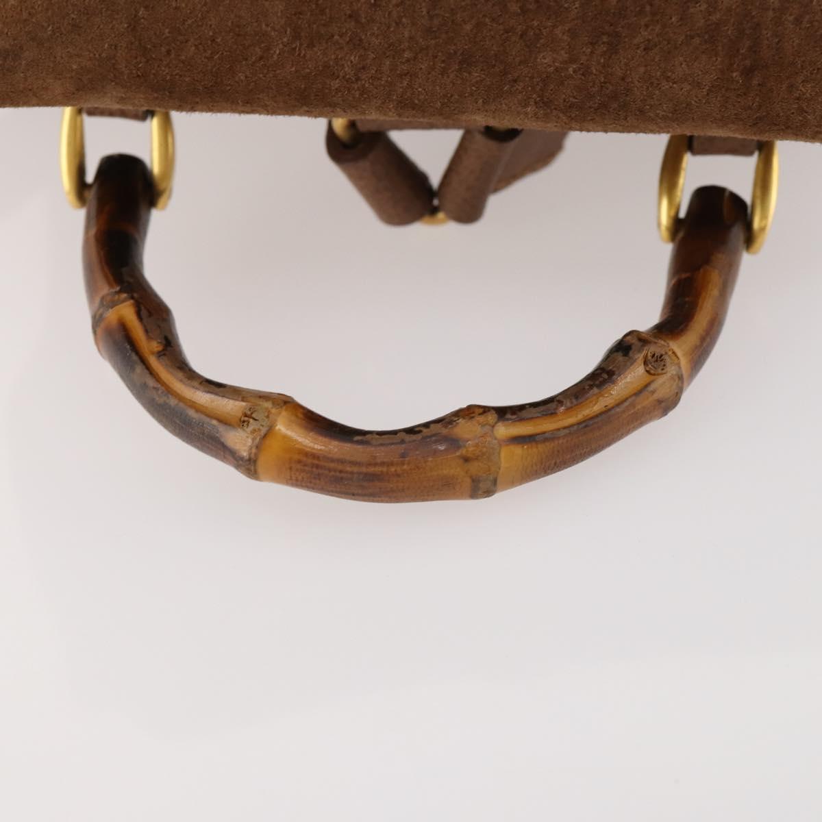 GUCCI Bamboo Backpack Suede Brown Gold 003 2852 0030 0 Auth 172054