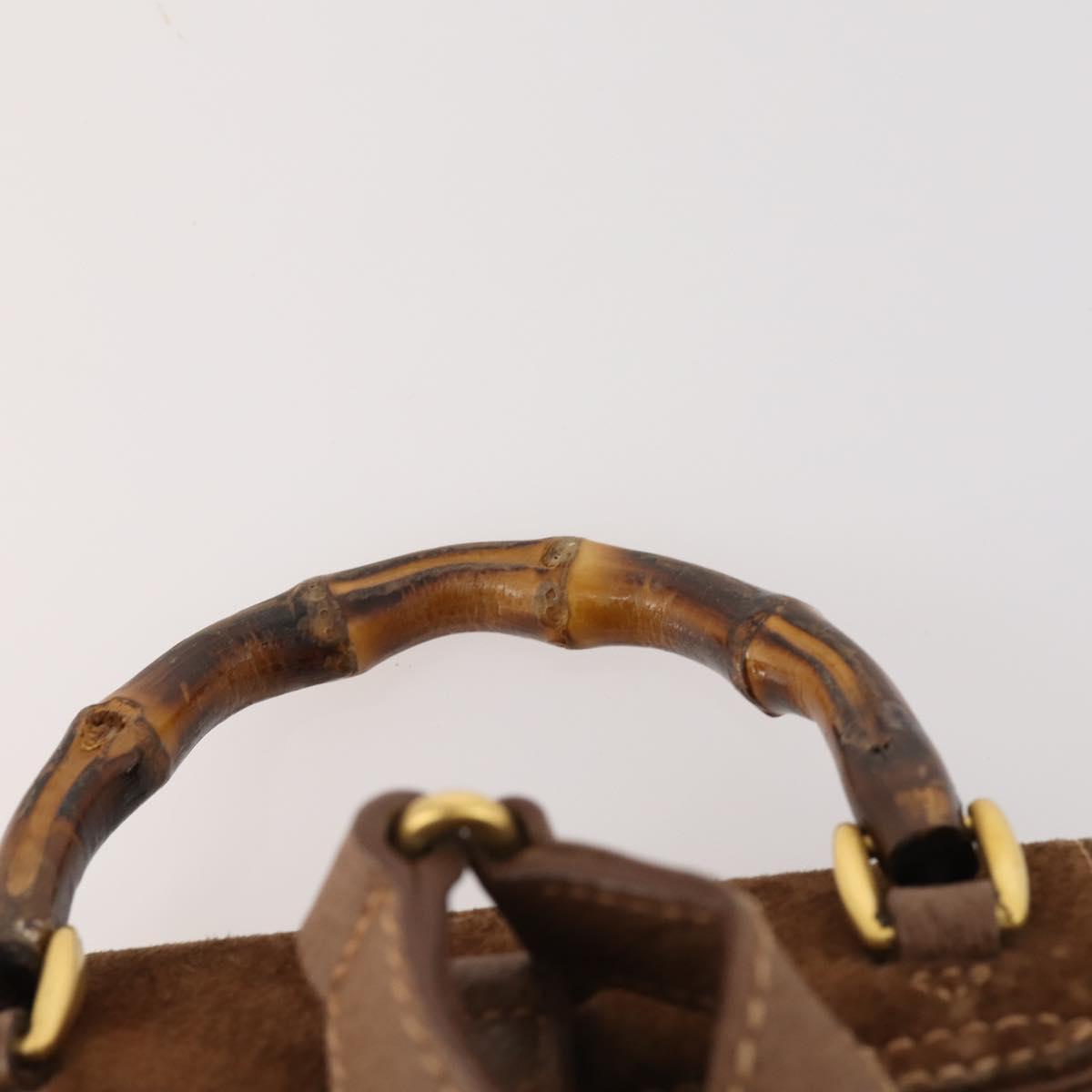 GUCCI Bamboo Backpack Suede Brown Gold 003 2852 0030 0 Auth 172054