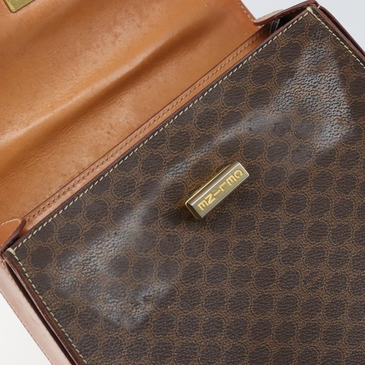 CELINE Macadam Canvas Hand Bag PVC Leather Brown Gold Auth 172055