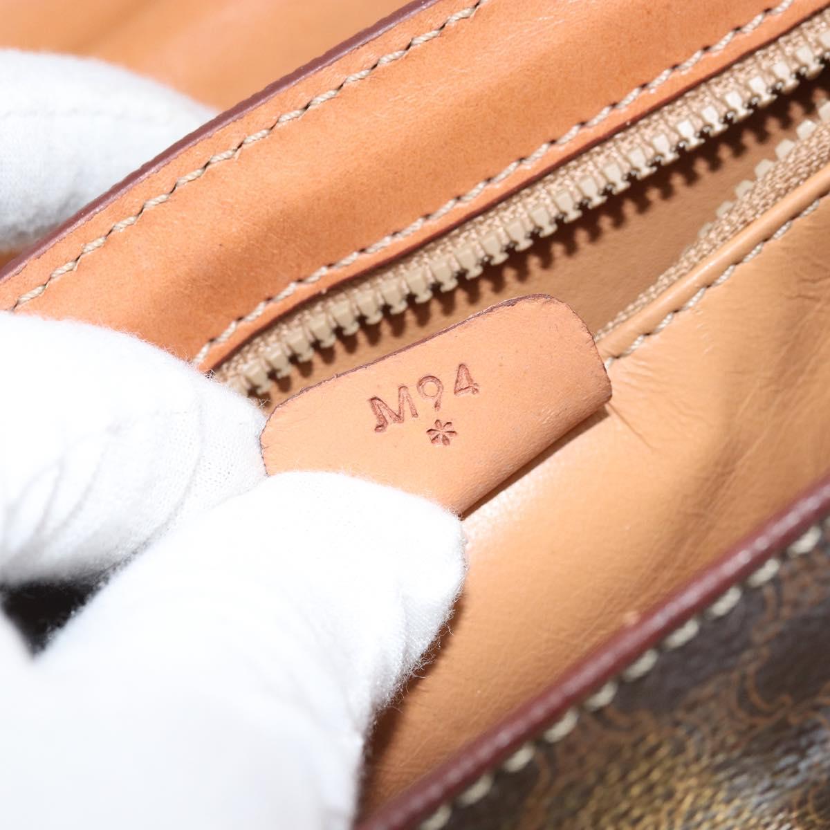CELINE Macadam Canvas Hand Bag PVC Leather Brown Gold Auth 172055