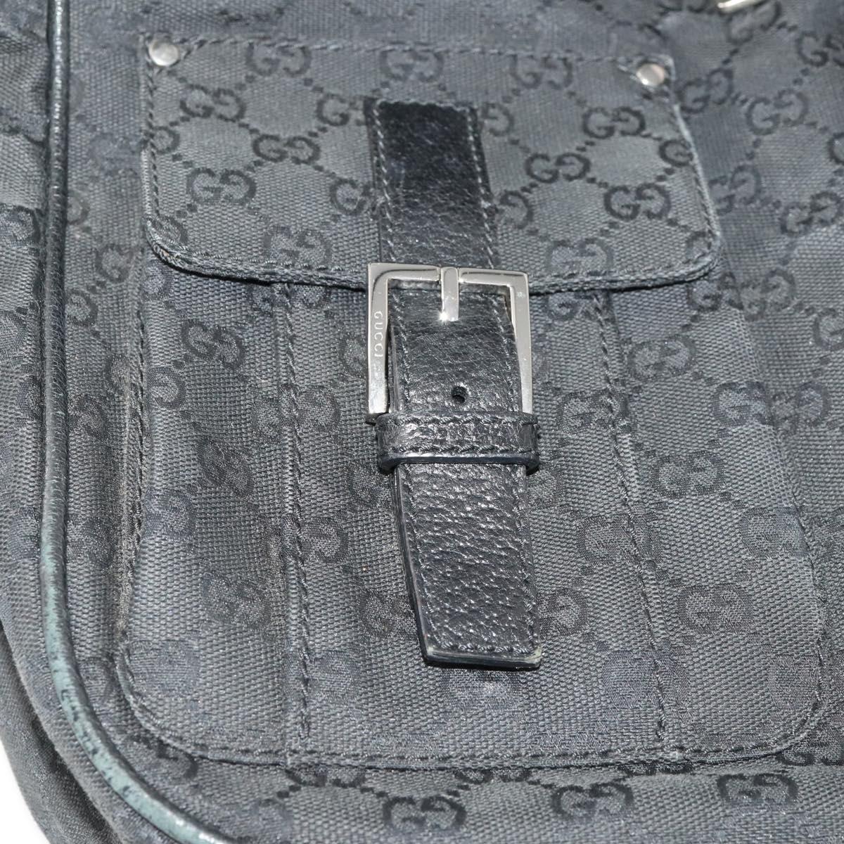 GUCCI GG Canvas Shoulder Bag Black Silver 114269 Auth 172056