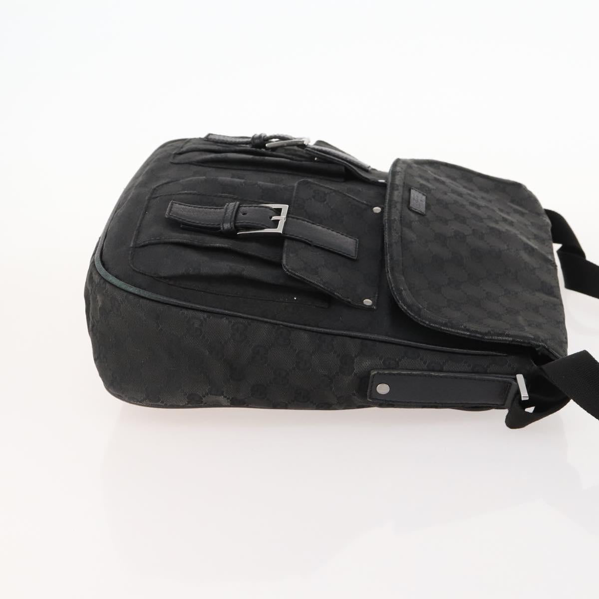 GUCCI GG Canvas Shoulder Bag Black Silver 114269 Auth 172056