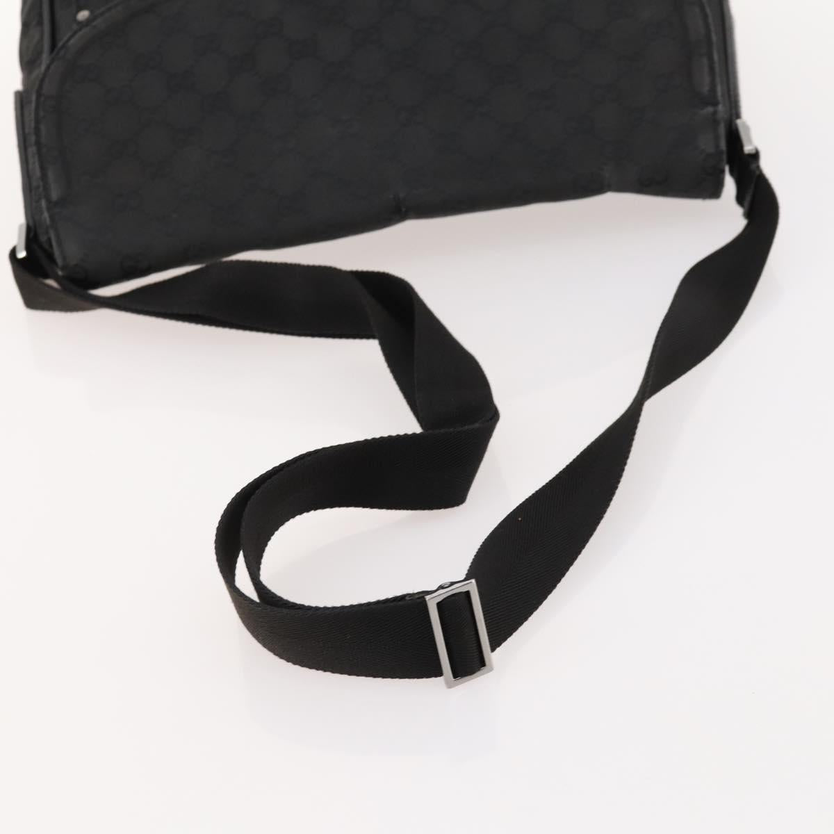 GUCCI GG Canvas Shoulder Bag Black Silver 114269 Auth 172056