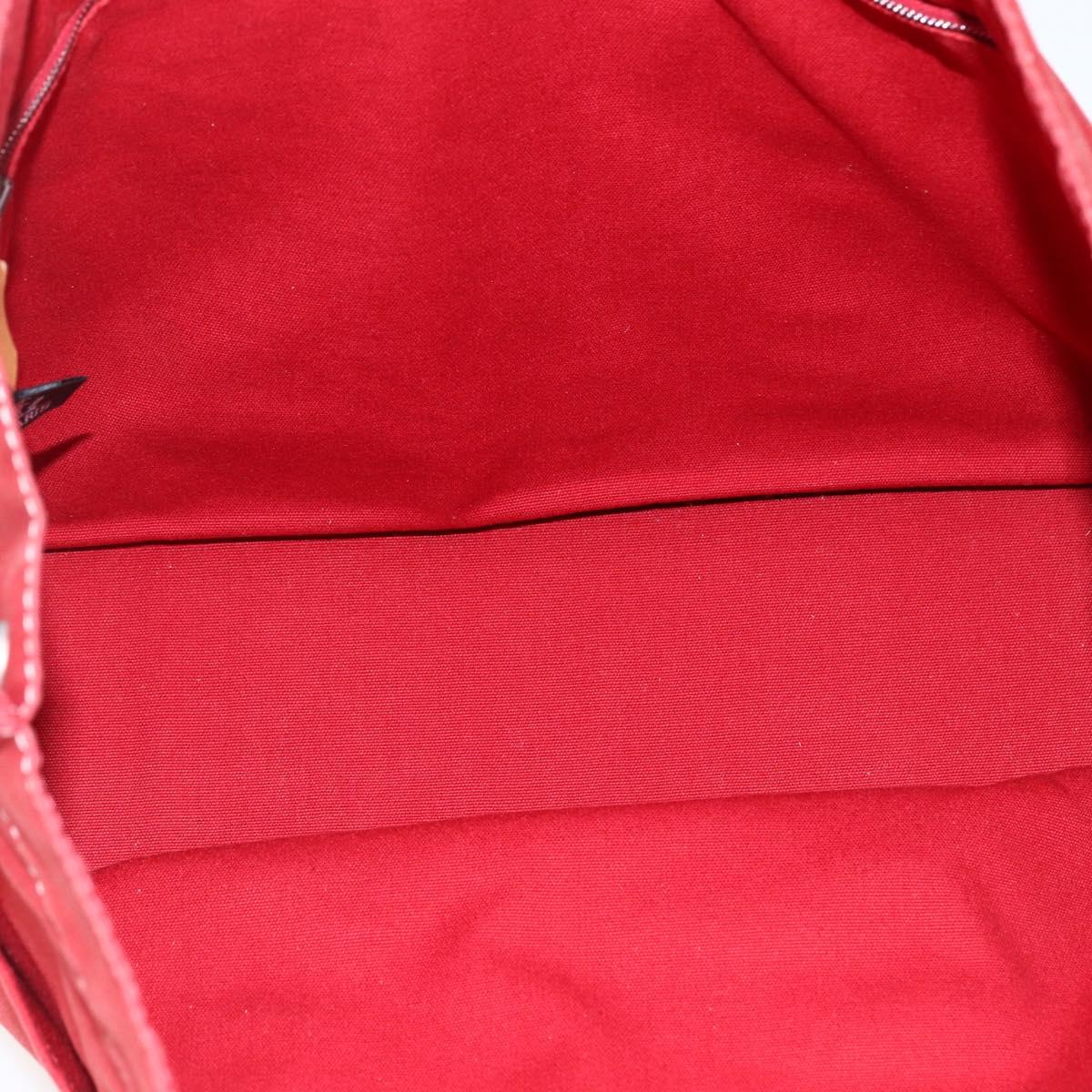 HERMES Fourre Tout MM Hand Bag Canvas Red Silver Auth 172059