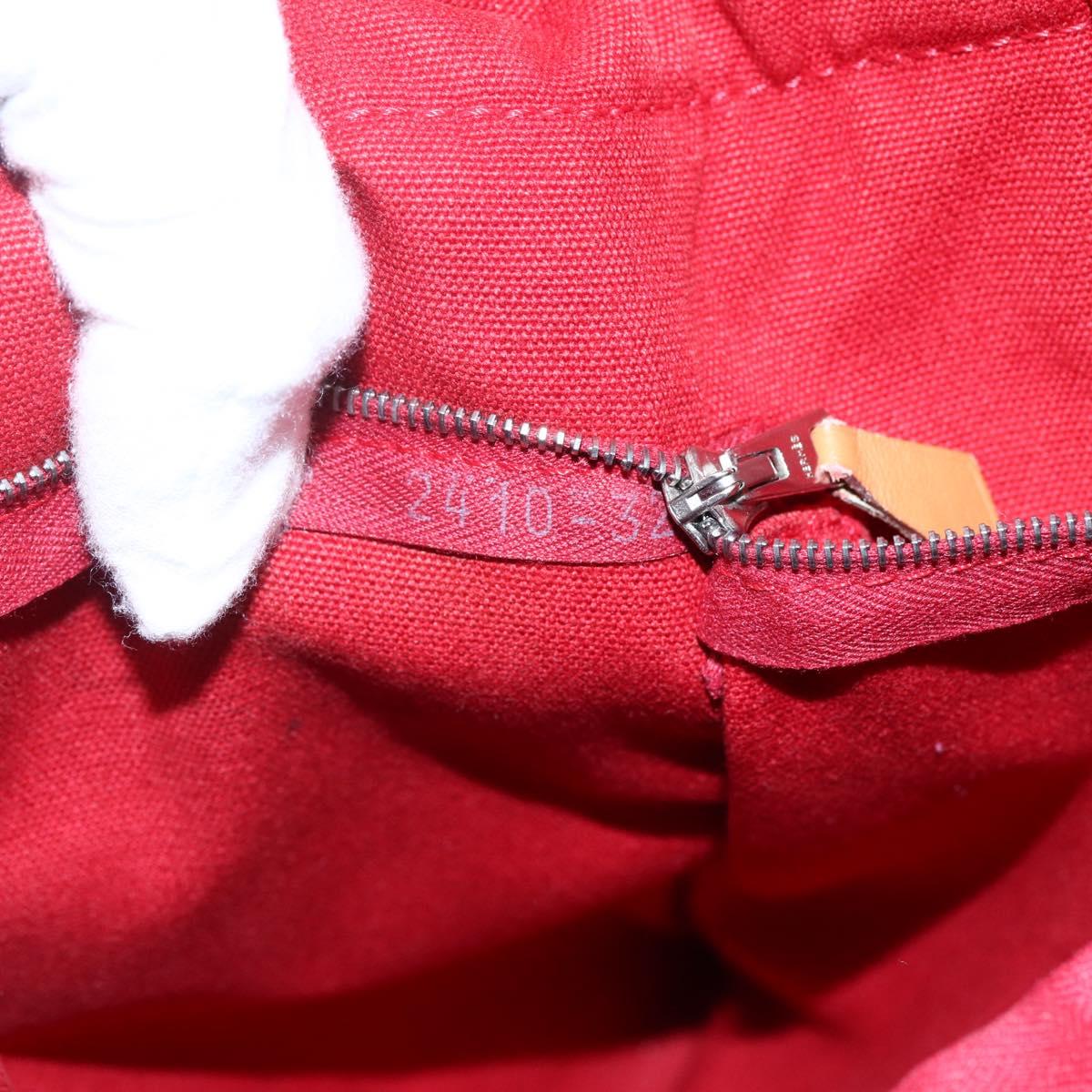 HERMES Fourre Tout MM Hand Bag Canvas Red Silver Auth 172059