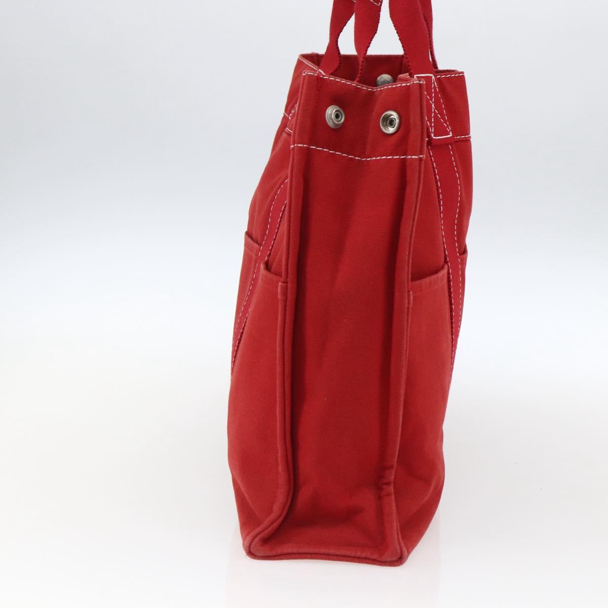 HERMES Fourre Tout MM Hand Bag Canvas Red Silver Auth 172059