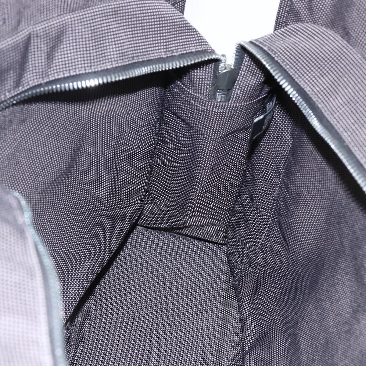 HERMES Her Line Tote MM Hand Bag Canvas Gray Silver Auth 172060