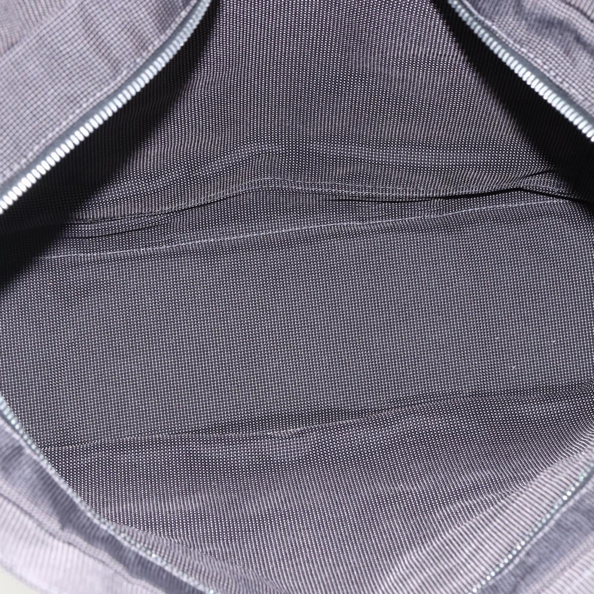 HERMES Her Line Tote MM Hand Bag Canvas Gray Silver Auth 172061