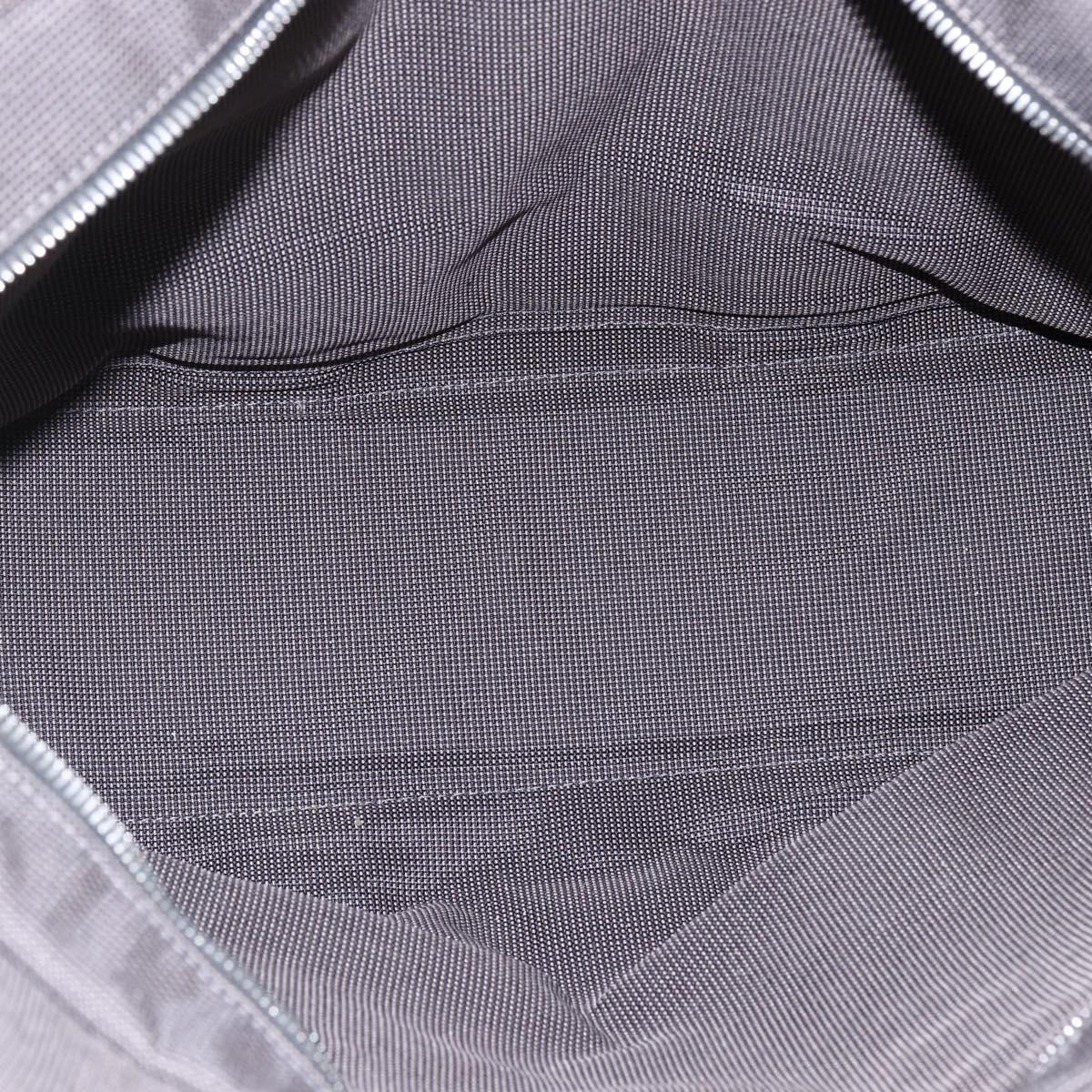 HERMES Her Line Tote MM Hand Bag Canvas Gray Silver Auth 172062