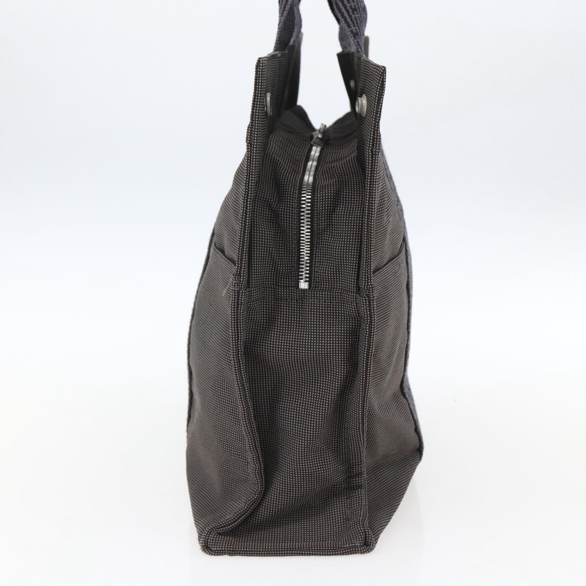 HERMES Her Line Tote MM Hand Bag Canvas Gray Silver Auth 172062