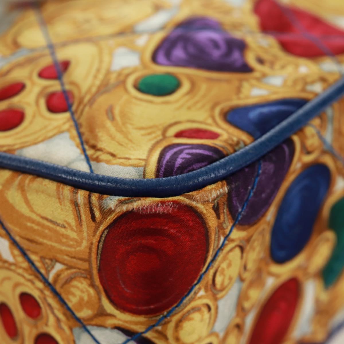 CHANEL Matelasse Chain Shoulder Bag Silk Multicolor Gold CC Auth 172070SAV
