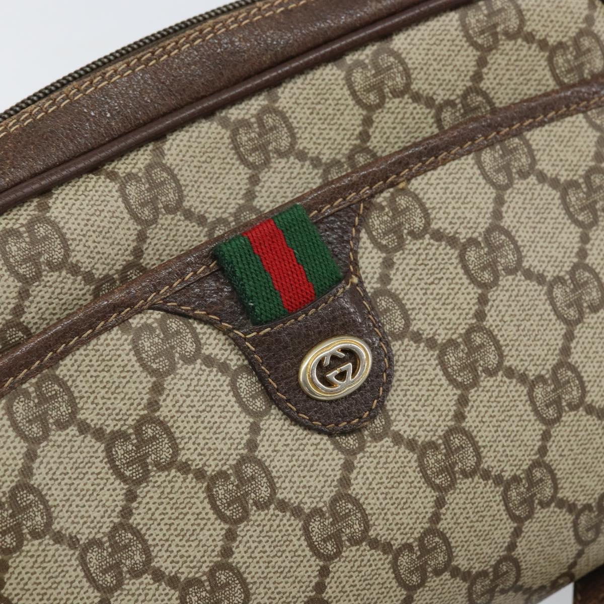 GUCCI GG Supreme Web Sherry Line Bag PVC Beige Gold 116 02 089 Auth 172071