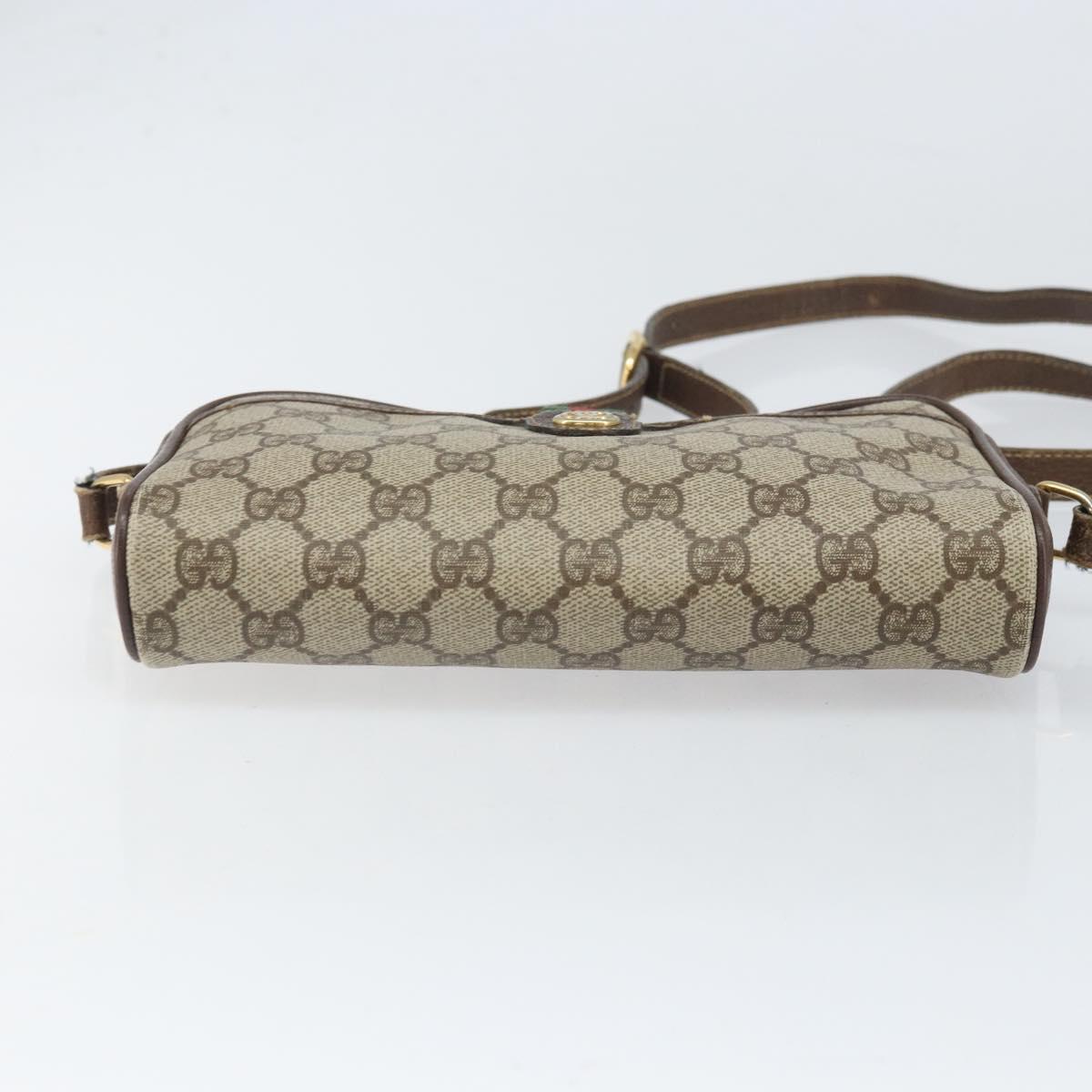 GUCCI GG Supreme Web Sherry Line Bag PVC Beige Gold 116 02 089 Auth 172071