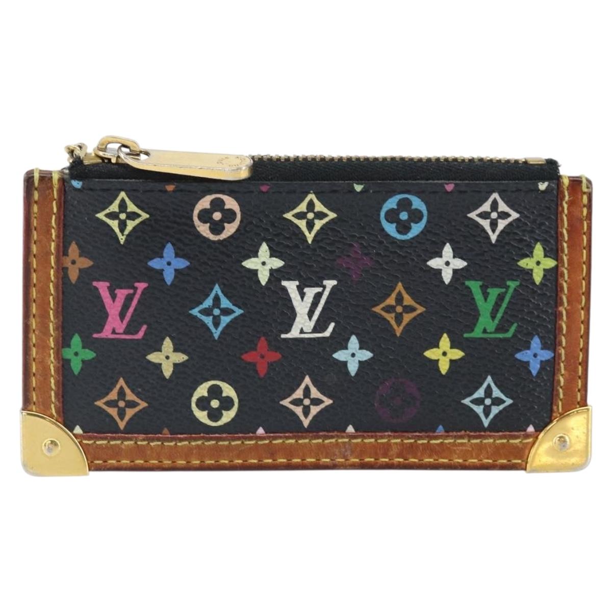 LOUIS VUITTON Multicolor Pochette Cles Coin Purse Black M13664 LV Auth 172076
