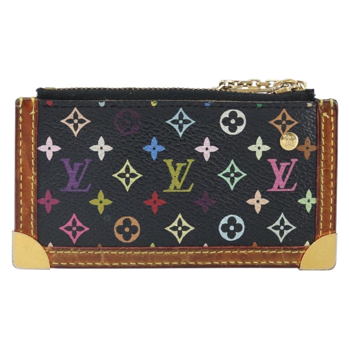LOUIS VUITTON Multicolor Pochette Cles Coin Purse Black M13664 LV Auth 172076
