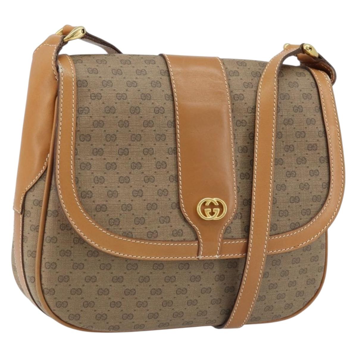GUCCI Micro GG Supreme Shoulder Bag PVC Beige Gold 001 41 4425 Auth 172085