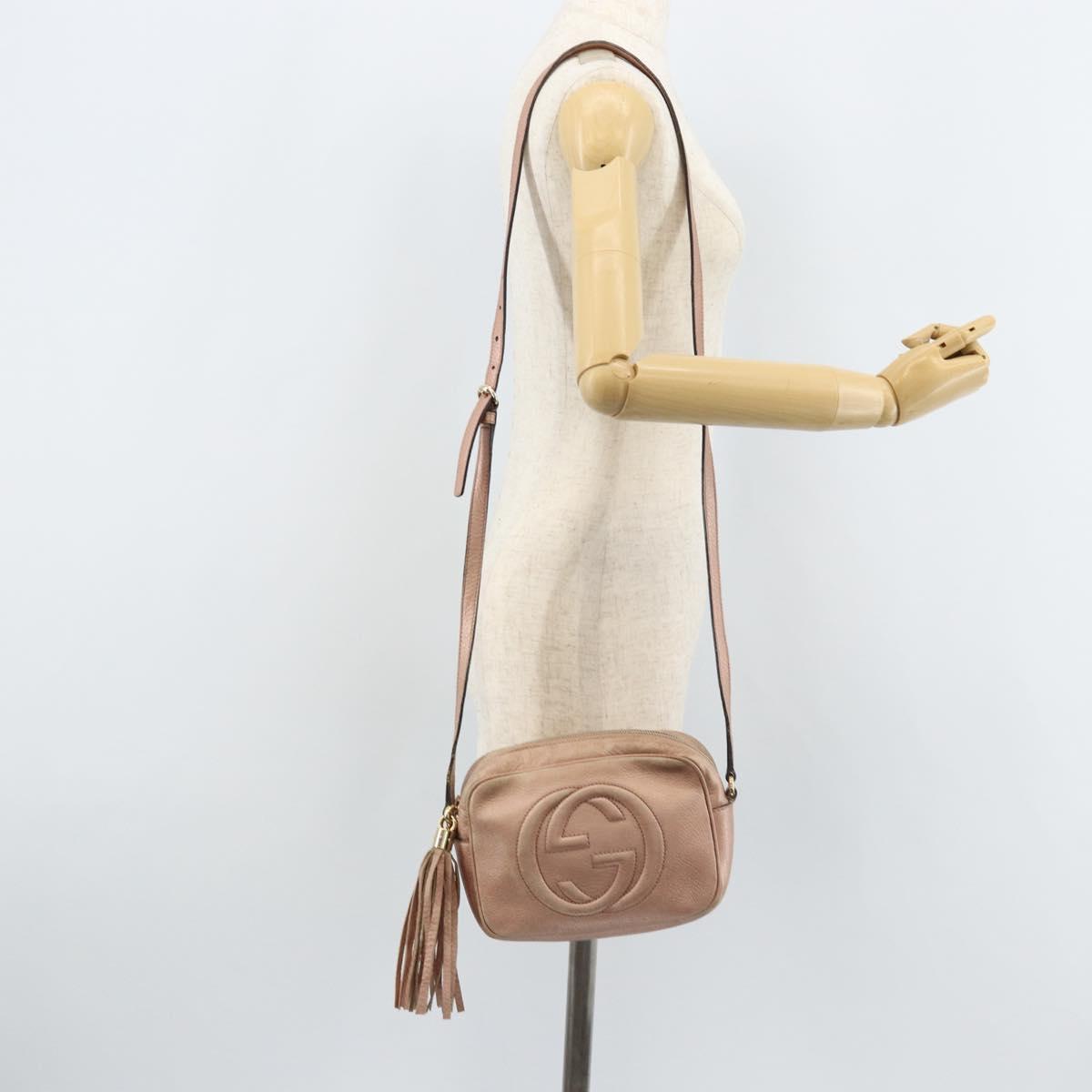 GUCCI Shoulder Bag Leather Pink Gold 308364 Auth 172086A