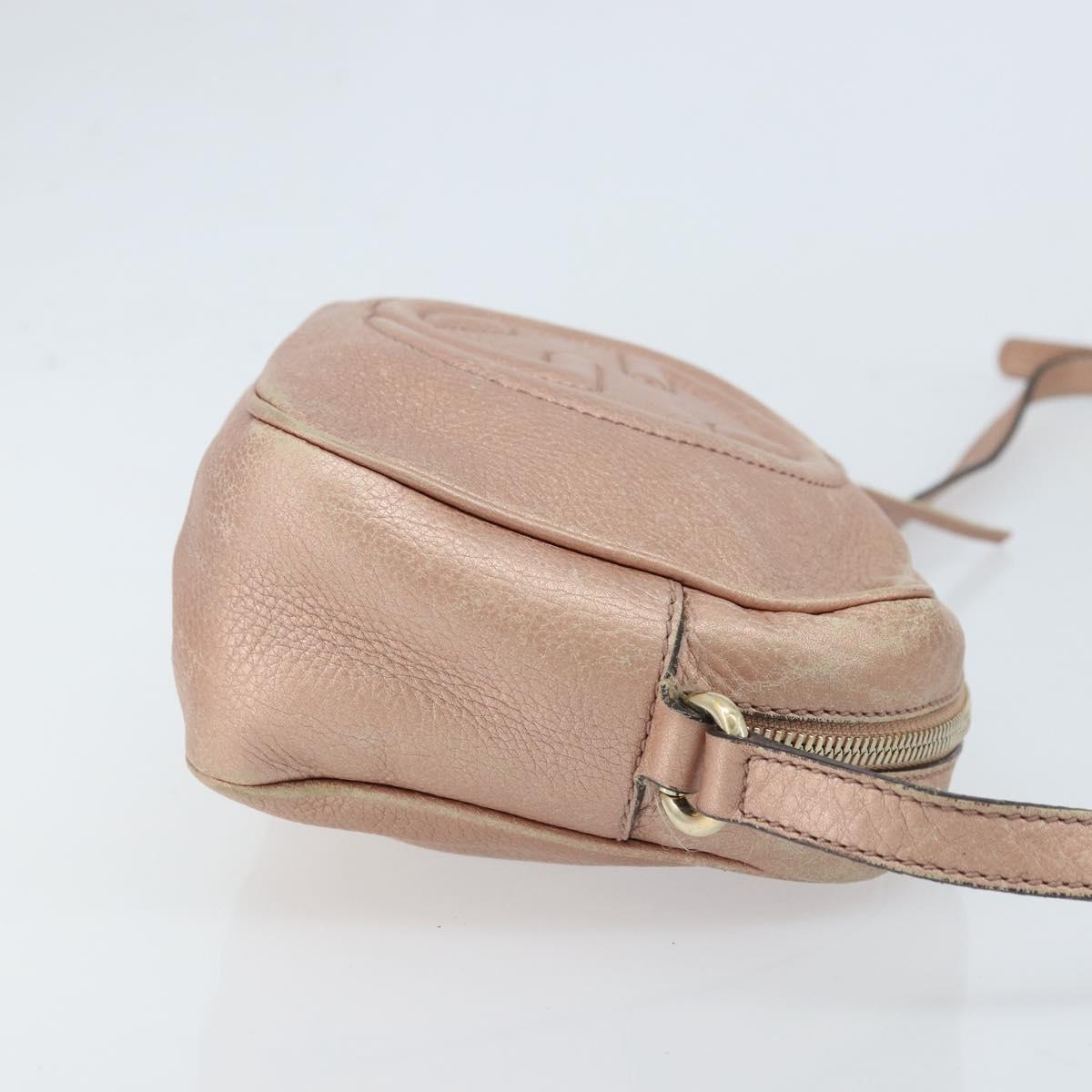 GUCCI Shoulder Bag Leather Pink Gold 308364 Auth 172086A