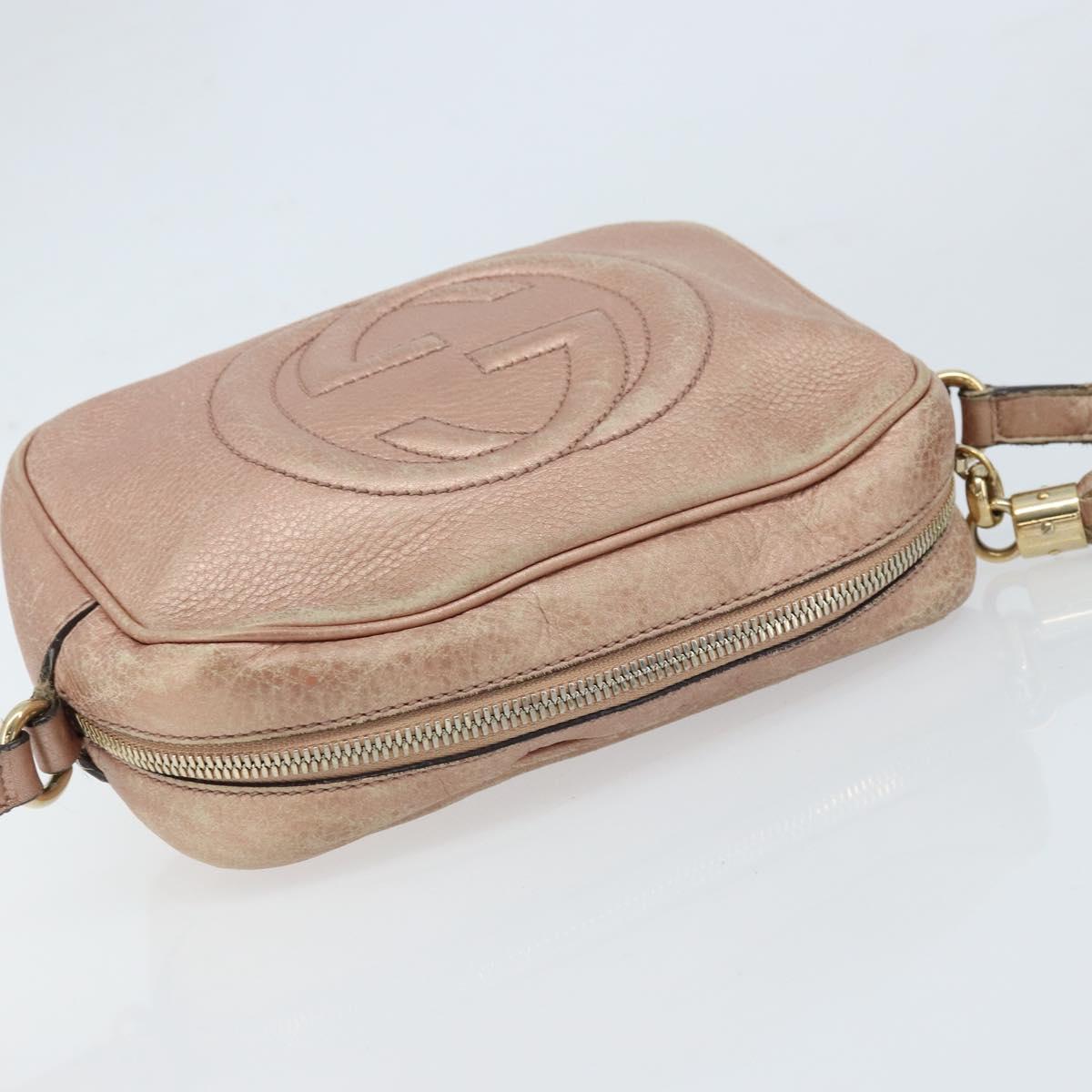 GUCCI Shoulder Bag Leather Pink Gold 308364 Auth 172086A