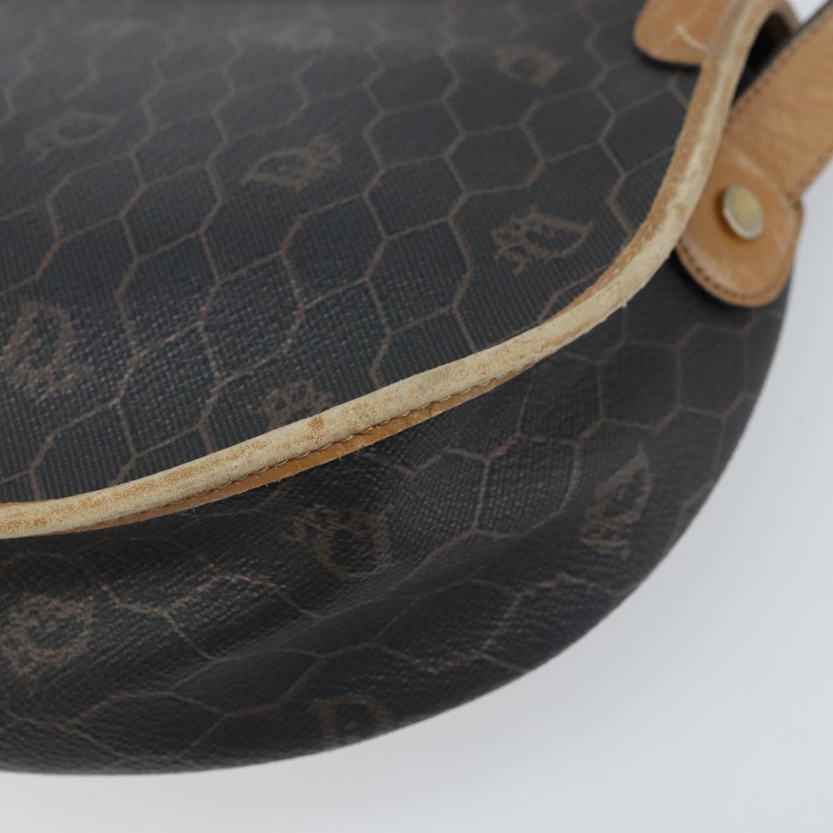 Christian Dior Honeycomb Canvas Shoulder Bag PVC Black Gold Auth 172089