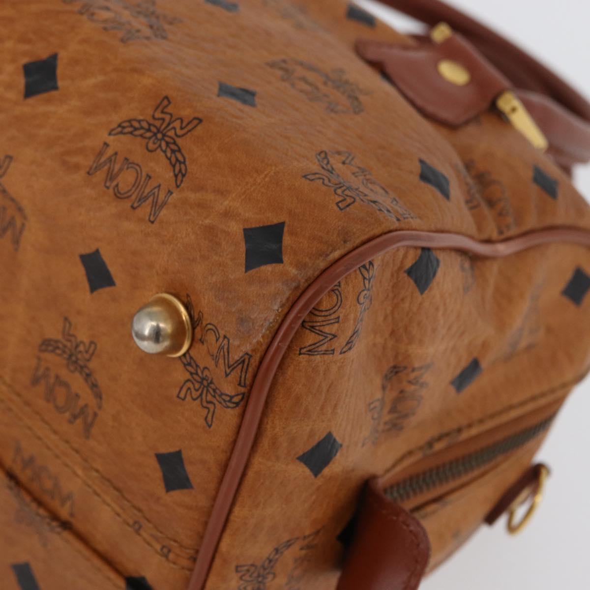 MCM Vicetos Logogram Hand Bag PVC Leather Brown Gold Auth 172090