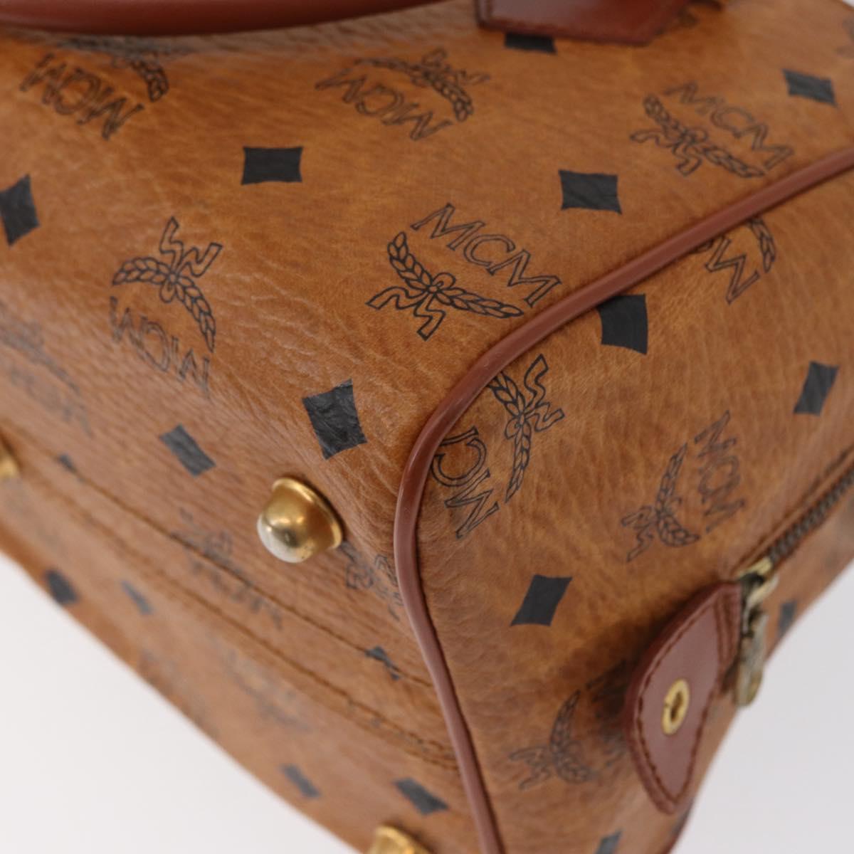 MCM Vicetos Logogram Hand Bag PVC Leather Brown Gold Auth 172090