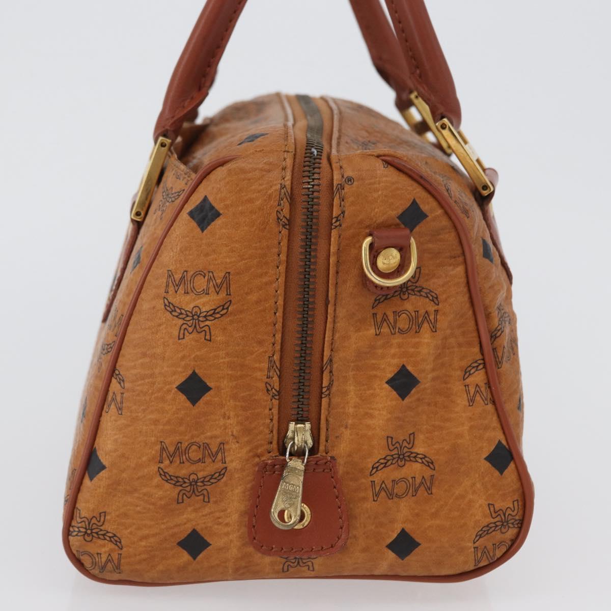 MCM Vicetos Logogram Hand Bag PVC Leather Brown Gold Auth 172090