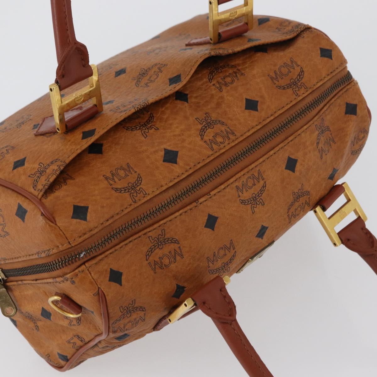 MCM Vicetos Logogram Hand Bag PVC Leather Brown Gold Auth 172090