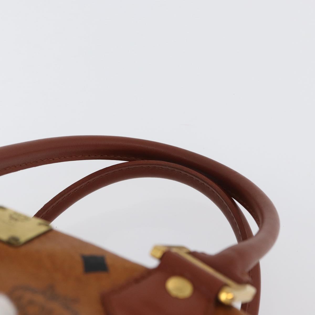 MCM Vicetos Logogram Hand Bag PVC Leather Brown Gold Auth 172090