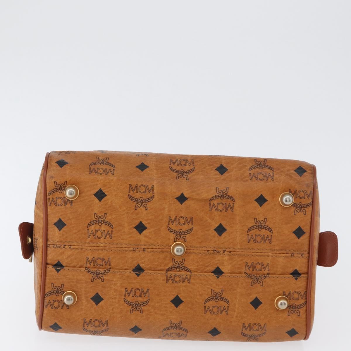 MCM Vicetos Logogram Hand Bag PVC Leather Brown Gold Auth 172090