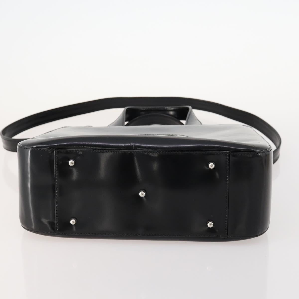 GUCCI Hand Bag Patent leather 2way Black Silver 000 1013 0504 Auth 172095