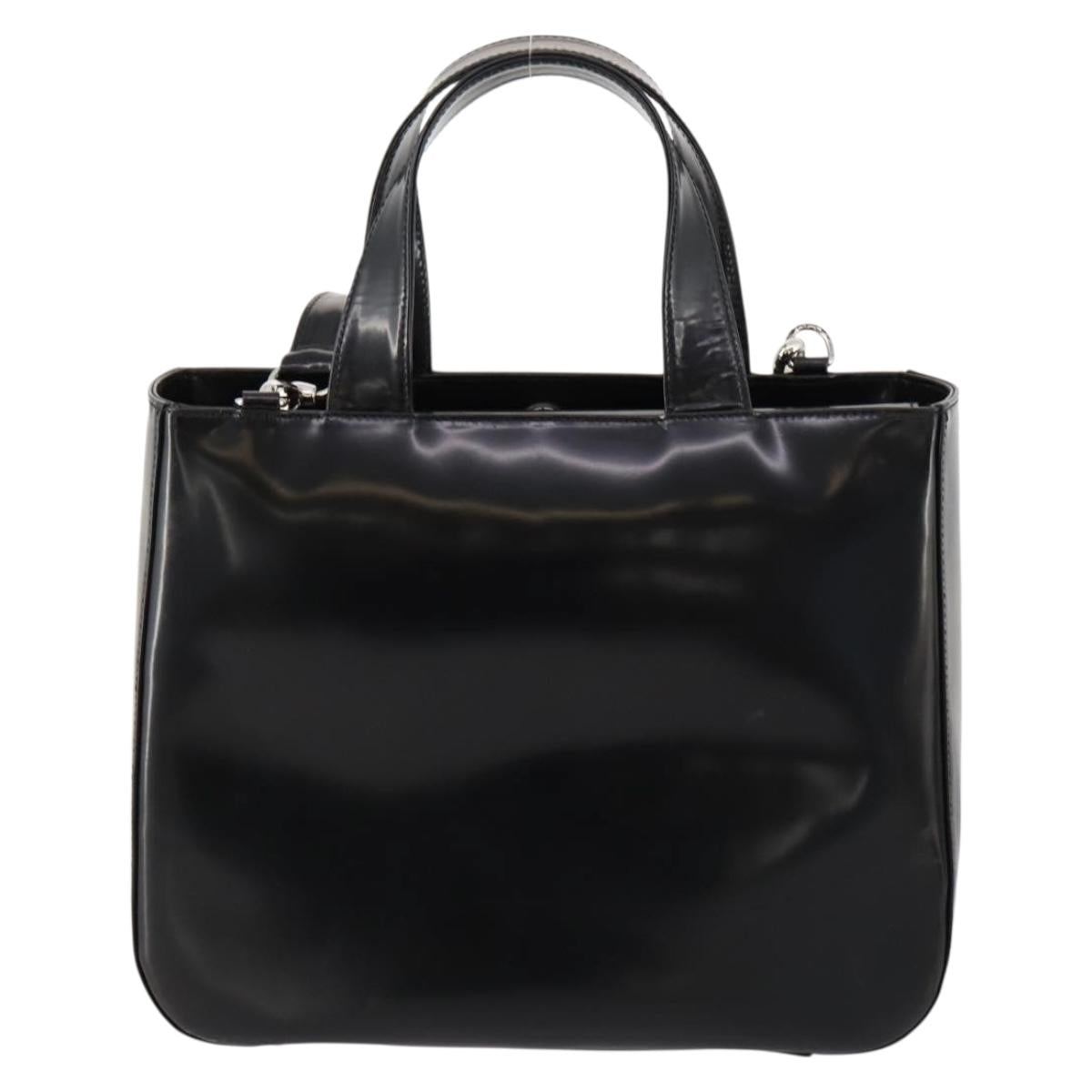 GUCCI Hand Bag Patent leather 2way Black Silver 000 1013 0504 Auth 172095