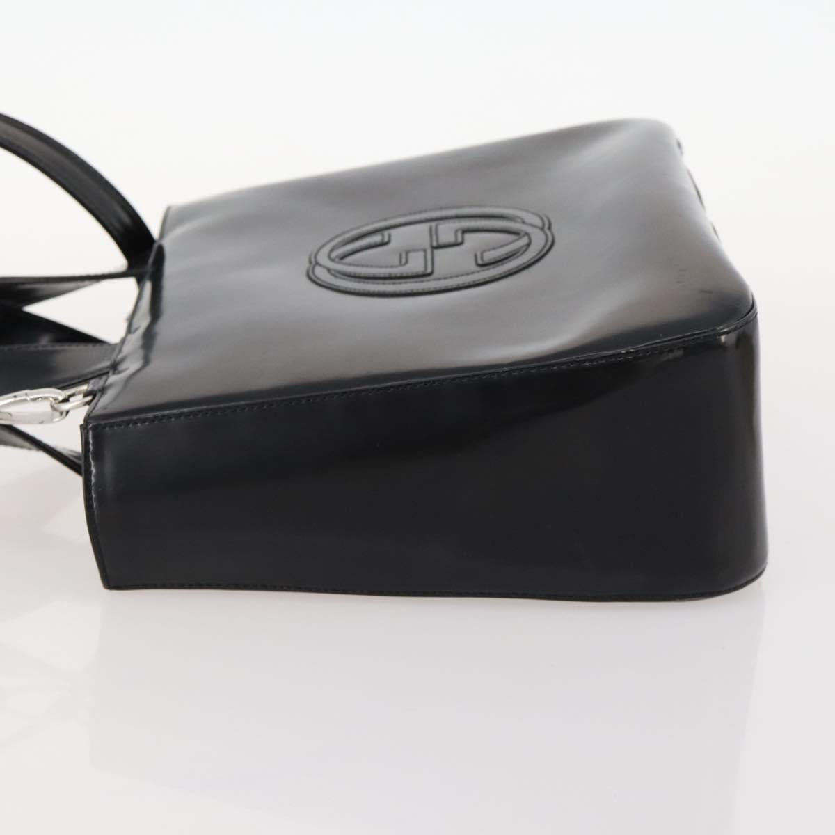 GUCCI Hand Bag Patent leather 2way Black Silver 000 1013 0504 Auth 172095