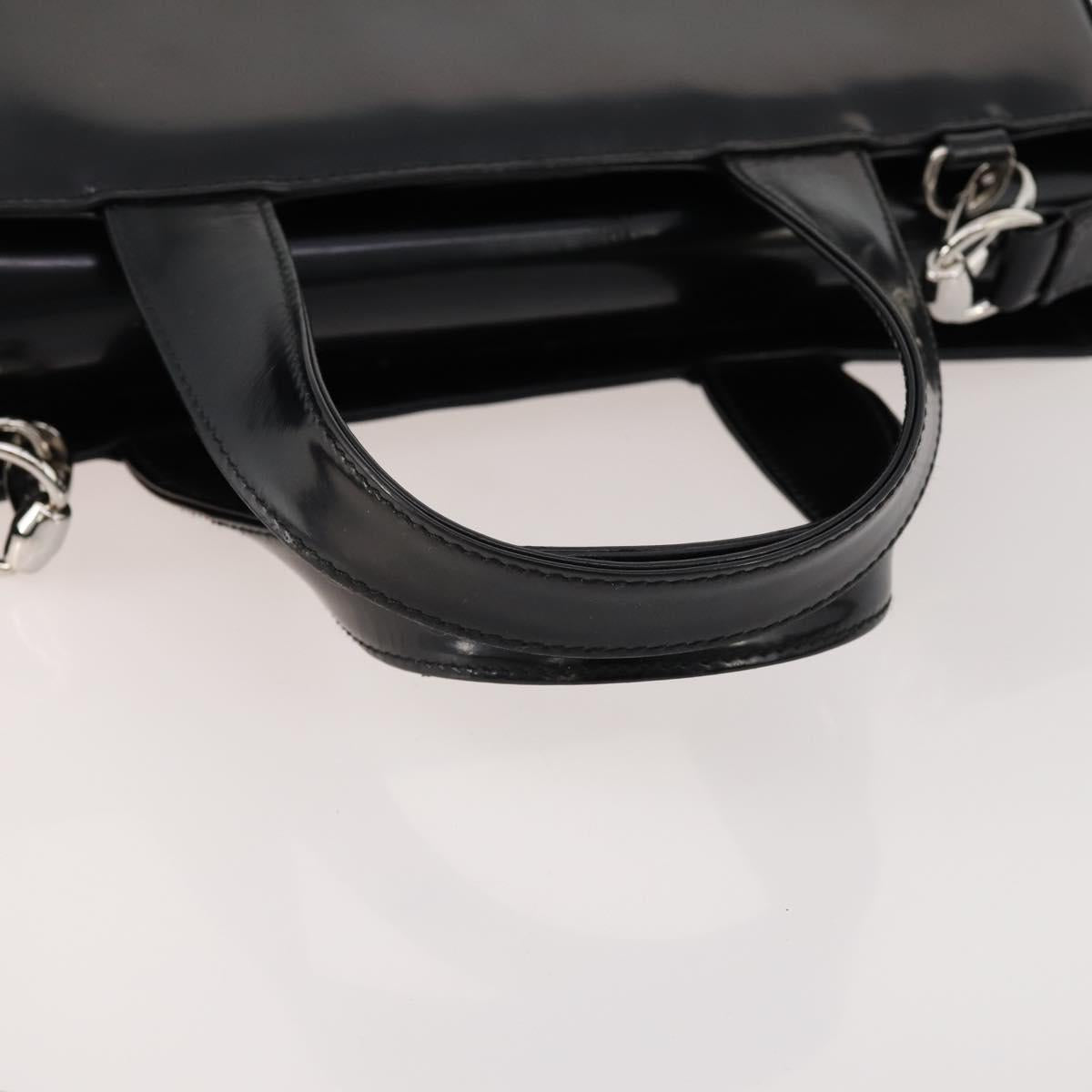 GUCCI Hand Bag Patent leather 2way Black Silver 000 1013 0504 Auth 172095