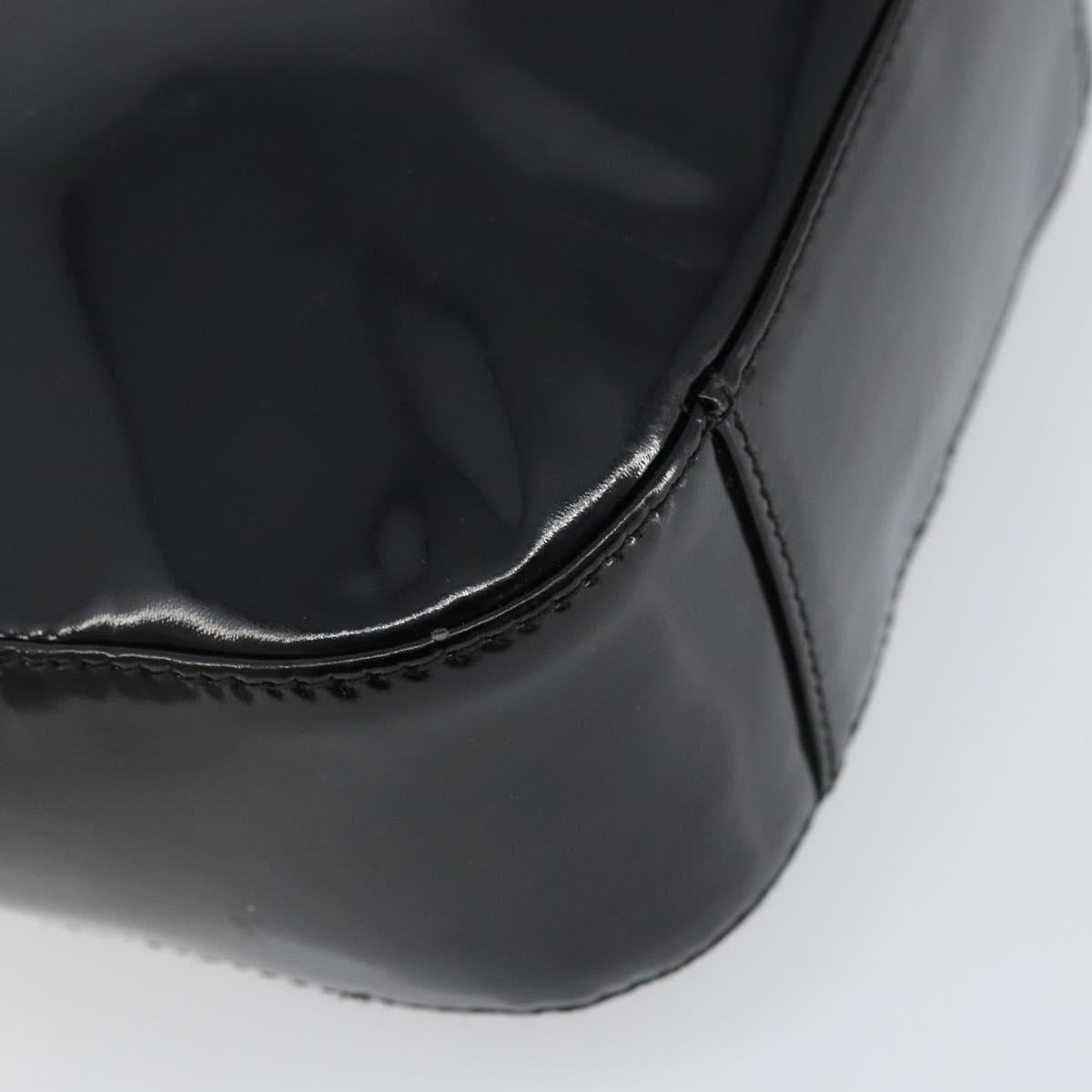 GUCCI Hand Bag Patent leather Black Silver 007 2046 0249 Auth 172096