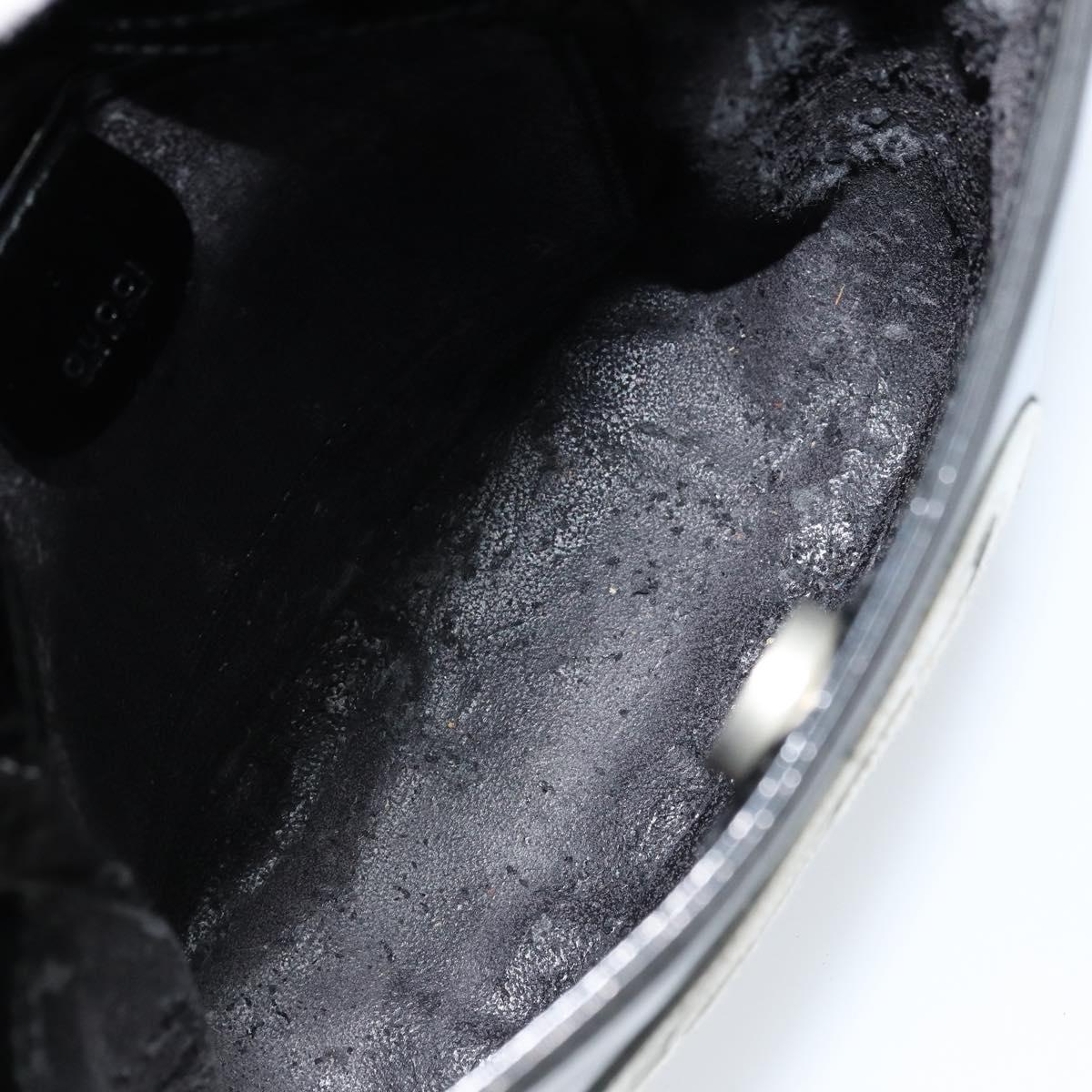 GUCCI Hand Bag Patent leather Black Silver 007 2046 0249 Auth 172096