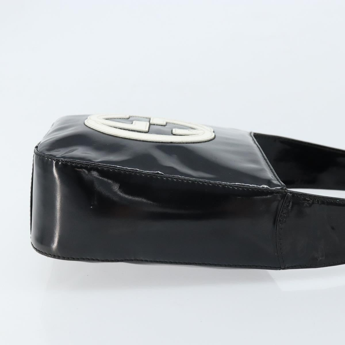 GUCCI Hand Bag Patent leather Black Silver 007 2046 0249 Auth 172096
