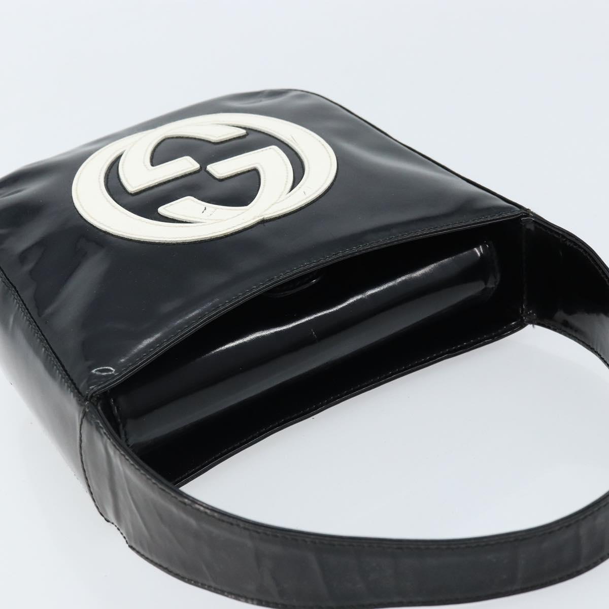 GUCCI Hand Bag Patent leather Black Silver 007 2046 0249 Auth 172096