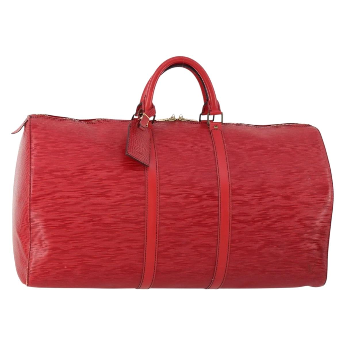 LOUIS VUITTON Epi Keepall 55 Boston Bag Red M42957 LV Auth 172098A