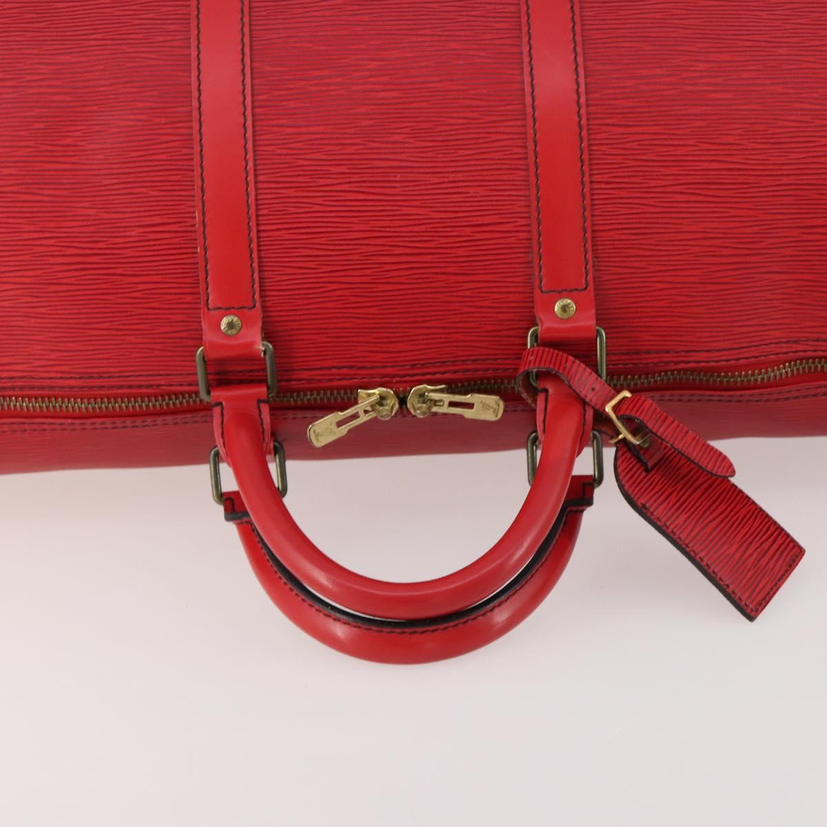 LOUIS VUITTON Epi Keepall 55 Boston Bag Red M42957 LV Auth 172098A