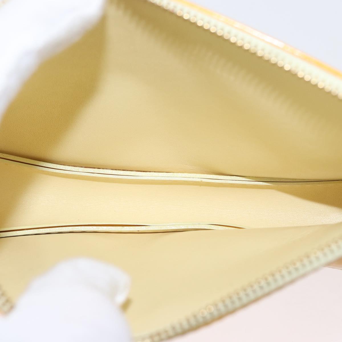 LOUIS VUITTON Vernis Lexington Accessory Pouch Lime Yellow M91058 Auth 172123