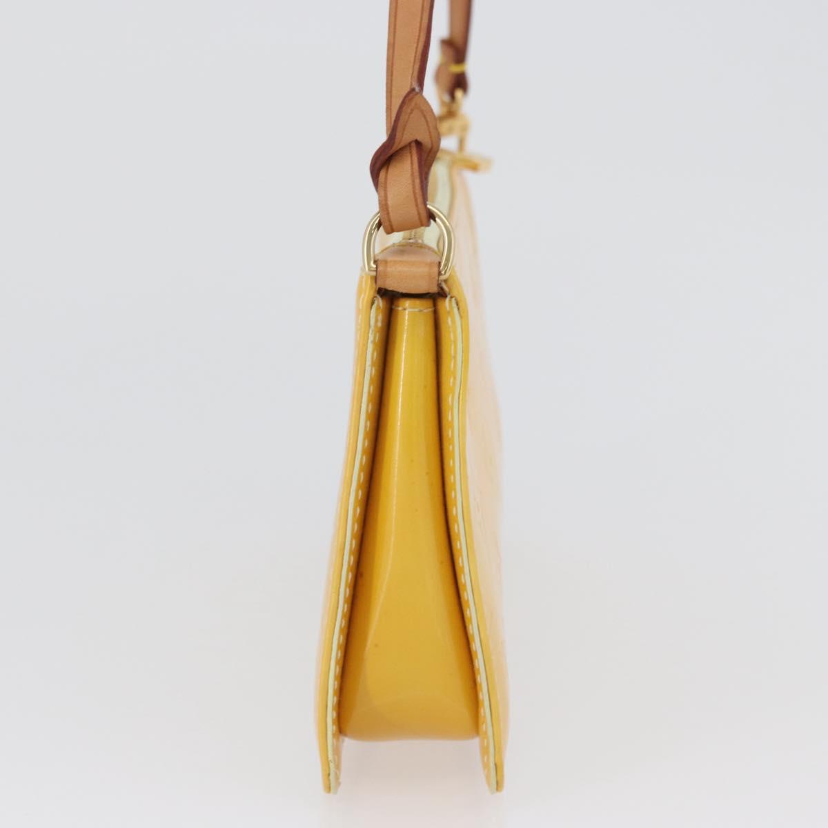 LOUIS VUITTON Vernis Lexington Accessory Pouch Lime Yellow M91058 Auth 172123