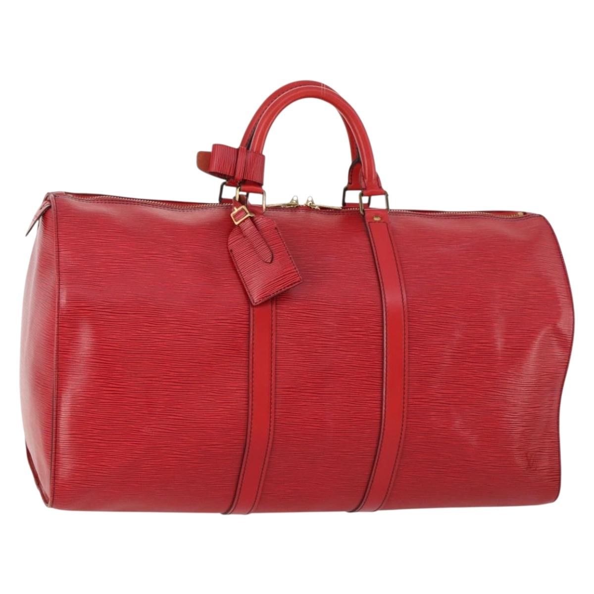 LOUIS VUITTON Epi Keepall 50 Boston Bag Vintage Red M42967 LV Auth 172126A