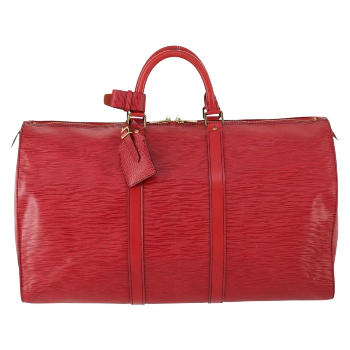 LOUIS VUITTON Epi Keepall 50 Boston Bag Vintage Red M42967 LV Auth 172126A