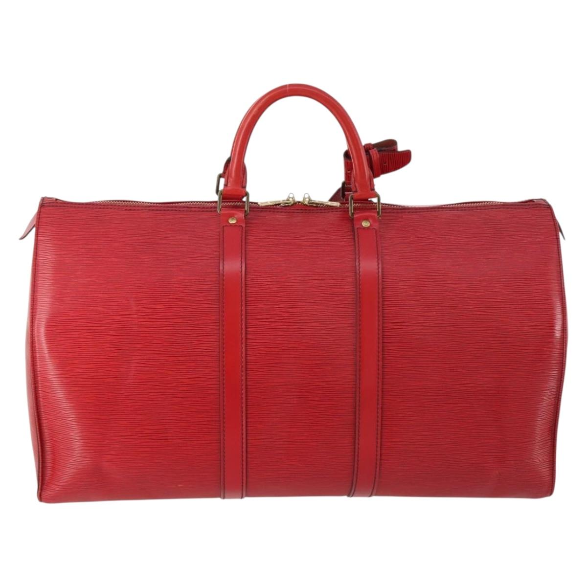LOUIS VUITTON Epi Keepall 50 Boston Bag Vintage Red M42967 LV Auth 172126A