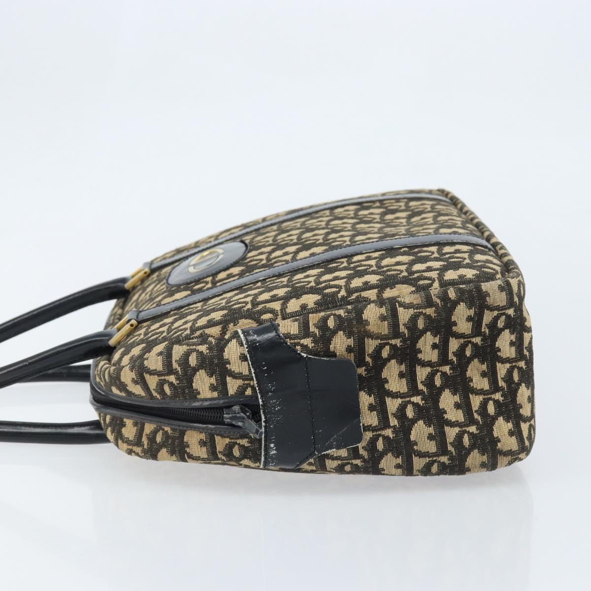 Christian Dior Trotter Canvas Hand Bag Black Gold Auth 172135