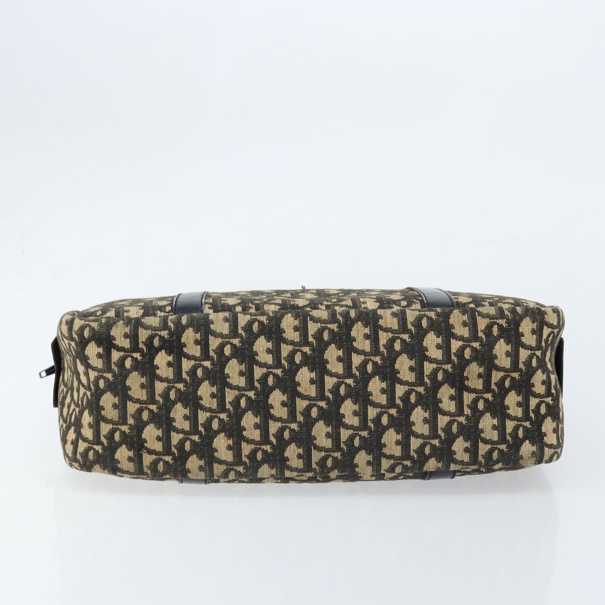 Christian Dior Trotter Canvas Hand Bag Black Gold Auth 172135